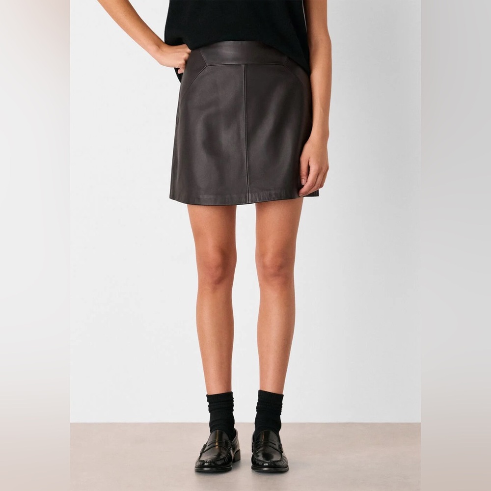 Whistles Leather A-line skirt